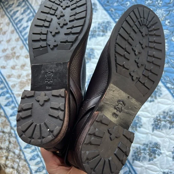 Tory Burch Dark Brown Leather Boots with Gold Accents - Picture 2 of 5